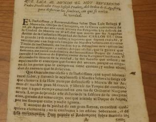 Réplica del agustino valenciano José Ibáñez, a favor de Carlos III, contra una llamada de Luis Belluga, obispo de Murcia, que pedía a feligreses la defensa de la ciudad de el ejército austracista. Oponiéndose a los sacrilegios cometidos por las tropas felipistas en el Reino de Valencia.
