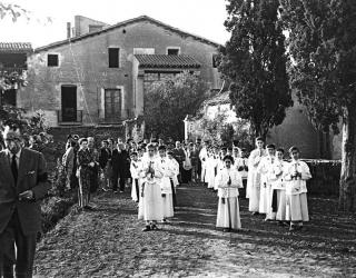 1947, Ceremonia de colocación de la primera piedra del Centro Borja