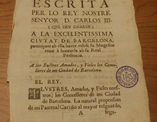 Carta del rey Carlos al Consejo de Ciento de Barcelona.